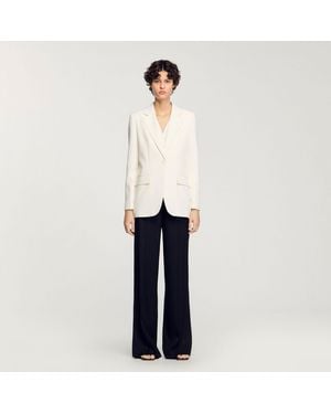 Sandro Sequin-Stripe Opera Blazer - White