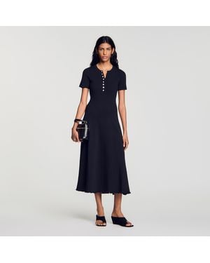 Sandro Ribbed Knit Maxi Dress - Blue