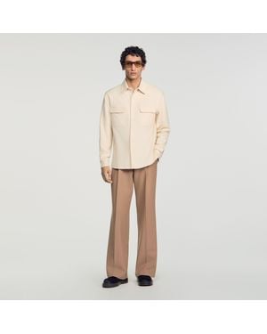 Sandro Cotton Flannel Shirt - Natural