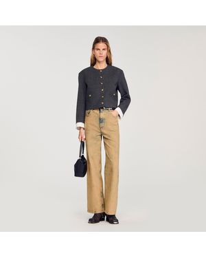 Sandro Rhinestone Tailored Jacket - Blue