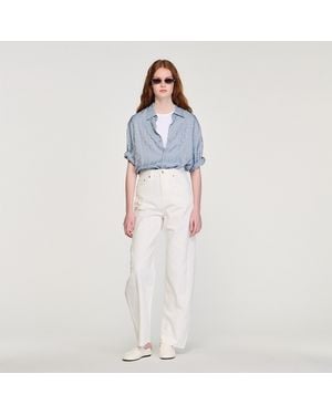 Sandro Square Cross Loose-Fit Shirt - Blue