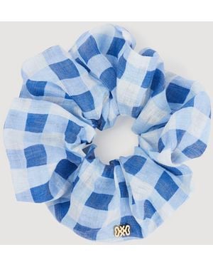 Sandro Gingham Scrunchie - Blue