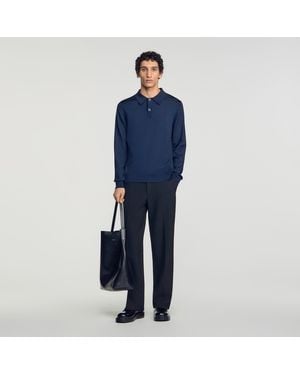 Sandro Polo en maille à manches longues - Bleu