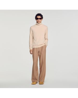 Sandro Cashmere Turtleneck Jumper - Natural