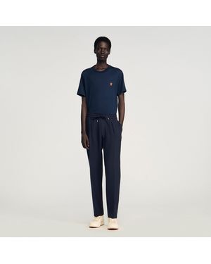 Sandro Elasticated Straight-Leg Trousers - Blue