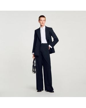 Sandro Striped Suit Jacket - Blue