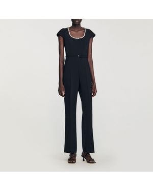 Sandro Combipantalon à col strassé - Bleu
