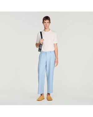 Sandro Wide-Leg Trousers With Creases - Blue