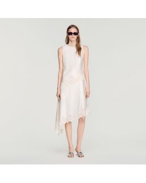 Sandro Asymmetric Satin-Effect Dress - White
