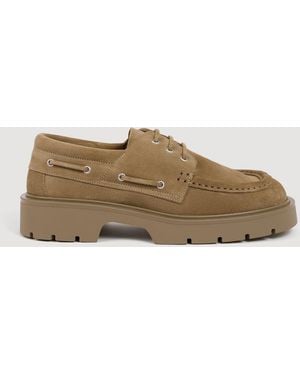 Sandro Split Leather Boat Shoes - Natural