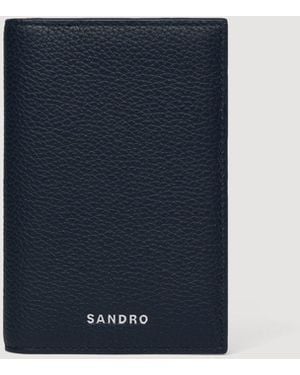 Sandro Grained Leather Folding Card Holder - Blue
