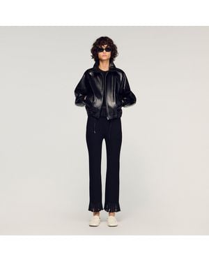 Sandro Ruffled Knit Trousers - Blue