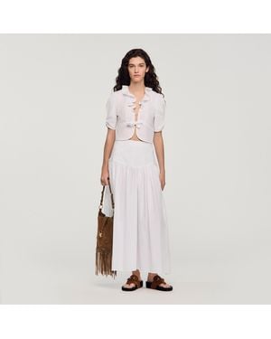 Sandro Ruffled Crop Top - Pink