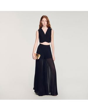 Sandro Pleated Wide-Leg Trousers - Blue
