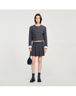 Sandro Short Rhinestone Suit Skirt - Blue