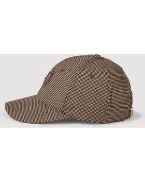 Sandro Houndstooth Print Cap - Brown