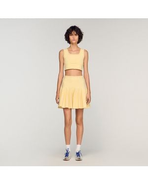 Sandro Short Knit Skater Skirt - Natural