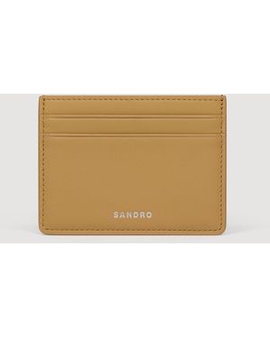 Sandro Leather Logo Card Holder - Natural