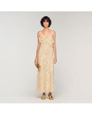 Sandro Flower Print Maxi Dress - Natural