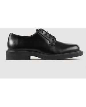 Sandro Square-Toe Lace-Up Leather Derby Shoes - Black