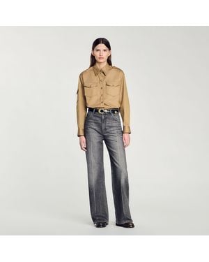 Sandro Low-Waisted Straight-Leg Jeans - Blue