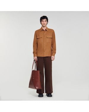 Sandro Chemise large en flanelle - Marron