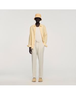 Sandro Elasticated Linen Trousers - Natural