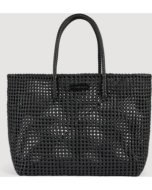 Sandro Woven Tote Bag With Patch - Black