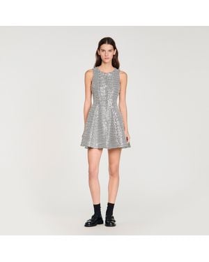 Sandro Tweed And Sequin Short Dress - Multicolour