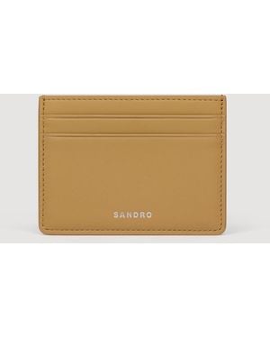 Sandro Leather Logo Card Holder - Natural