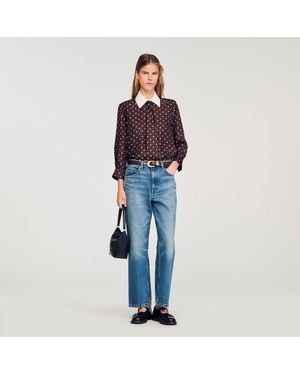 Sandro Floaty Tie Print Shirt - Blue