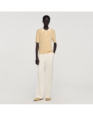 Sandro Two-Tone Polo Shirt - White