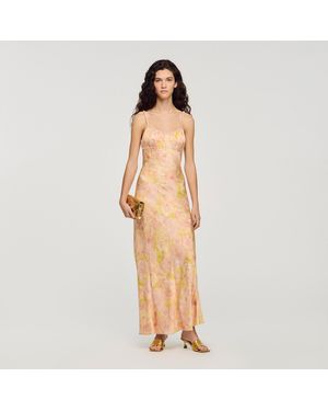 Sandro Flower Print Maxi Dress - Natural