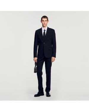 Sandro Virgin Wool Suit Jacket - Blue