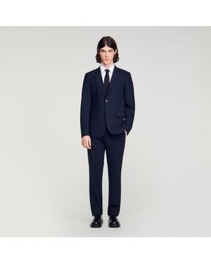 Sandro Micro Check Suit Jacket - Blue