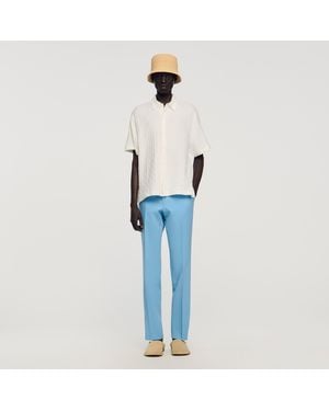 Sandro Square Cross Cotton Jacquard Shirt - Blue