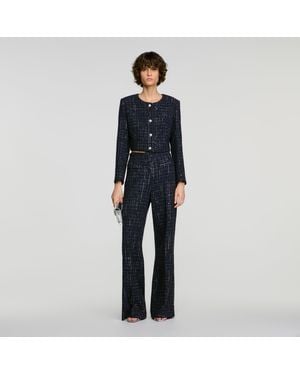 Sandro Decorative Tweed Jacket - Blue