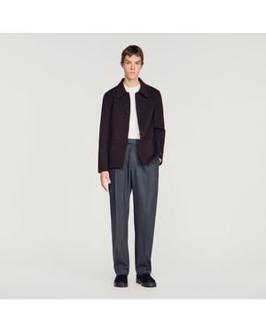 Sandro Wool Worker Jacket - Blue
