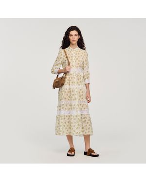 Sandro Floral Lace Maxi Dress - Natural