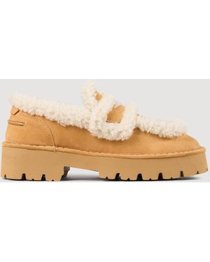 Sandro Shearling Loafers - Natural