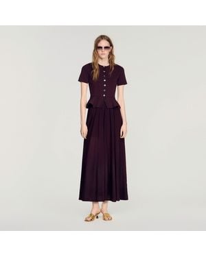 Sandro Knit Maxi Dress With Peplum - Purple