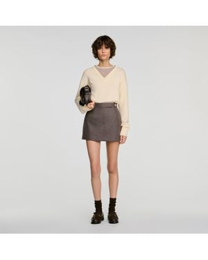 Sandro Jupe short en laine - Multicolore