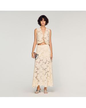 Sandro Long Guipure Skirt - Natural