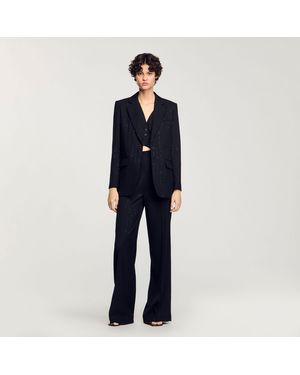 Sandro Sequinned Suit Jacket - Blue