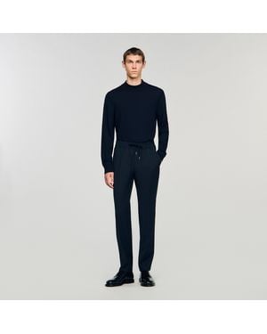 Sandro Elasticated Straight-Leg Trousers - Blue
