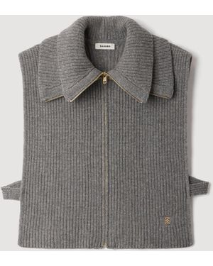 Sandro Zipped Trucker Collar - Grey