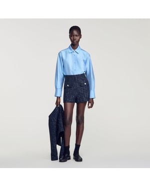 Sandro Decorative Tweed Shorts - Blue