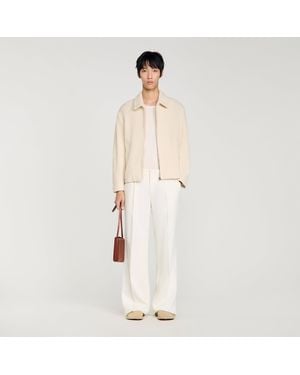 Sandro Knit-Effect Regular-Collar Jacket - Natural