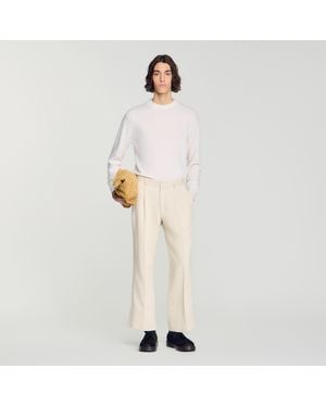 Sandro Wide-Leg Cotton Linen Trousers - Natural