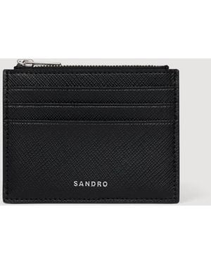 Sandro Reconstituted Leather Card Holder - Black
